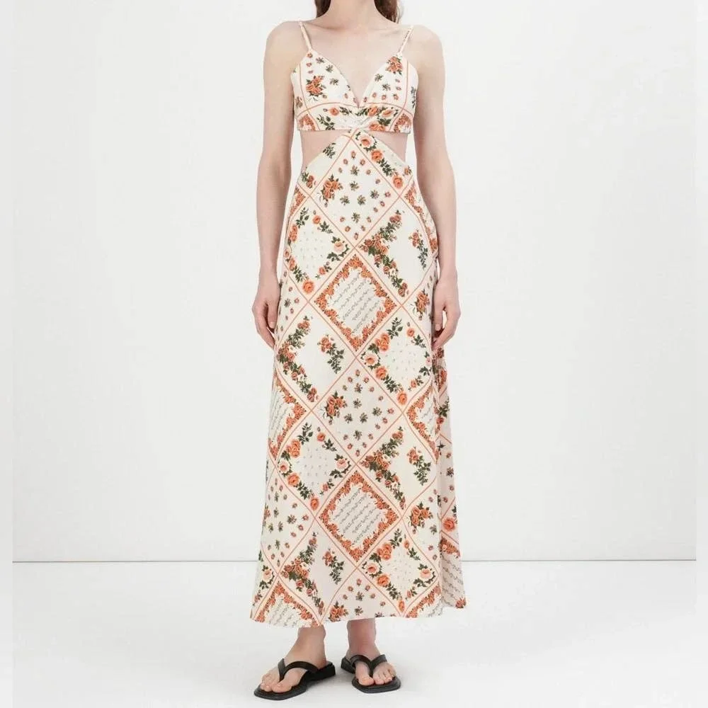 Abercrombie & Fitch The A&F Julia Slip Cutout Maxi Dress Size XLT
